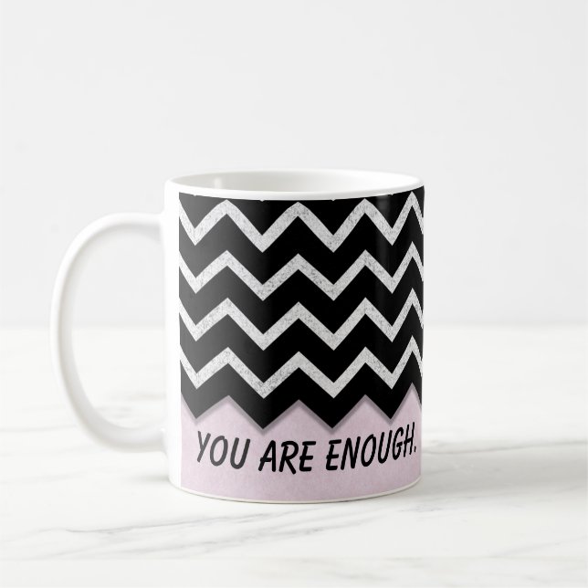 blush pink with black chevron coffee mug (Left)