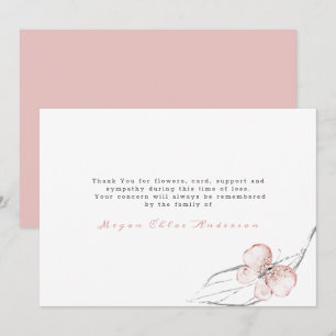 Blush Pink with Butterfly Funeral  Thank You Card