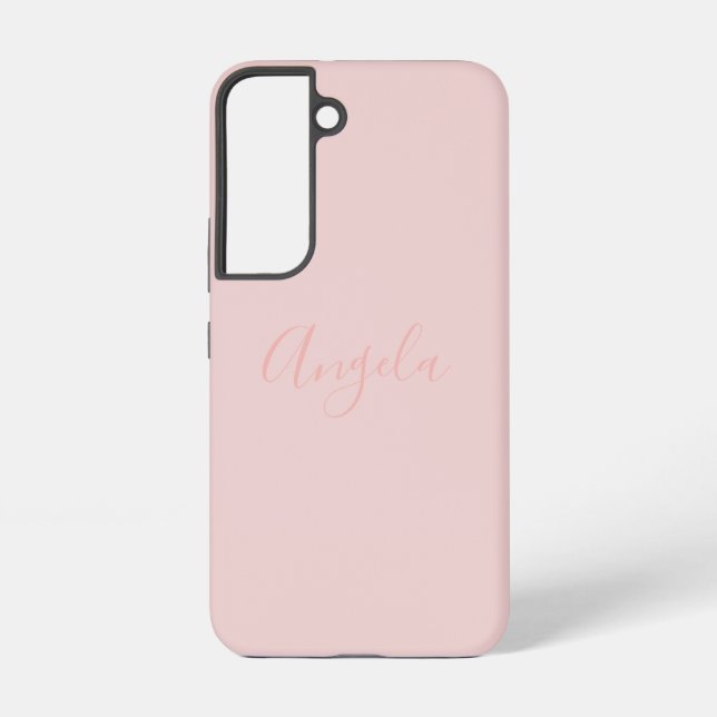 Blush Pink with Name Samsung Galaxy S22 Case (Back)
