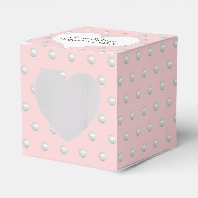 Blush Pink With Pearls Favor Box (Front Side)