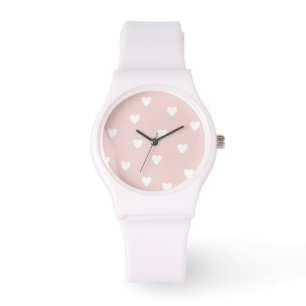 Blush Pink with White Hearts Watch