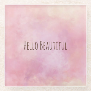 Blush Pink Yellow Tie dye Glass Coaster