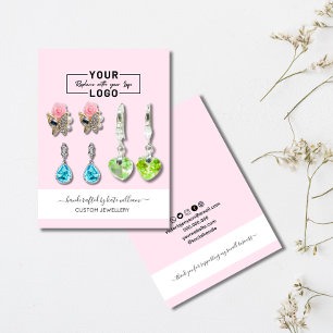 Blush Pink YOUR LOGO white Earring Display Card