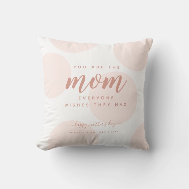 Blush PinkPolka Dot Mother's Day Photo Throw Pillow (Front)