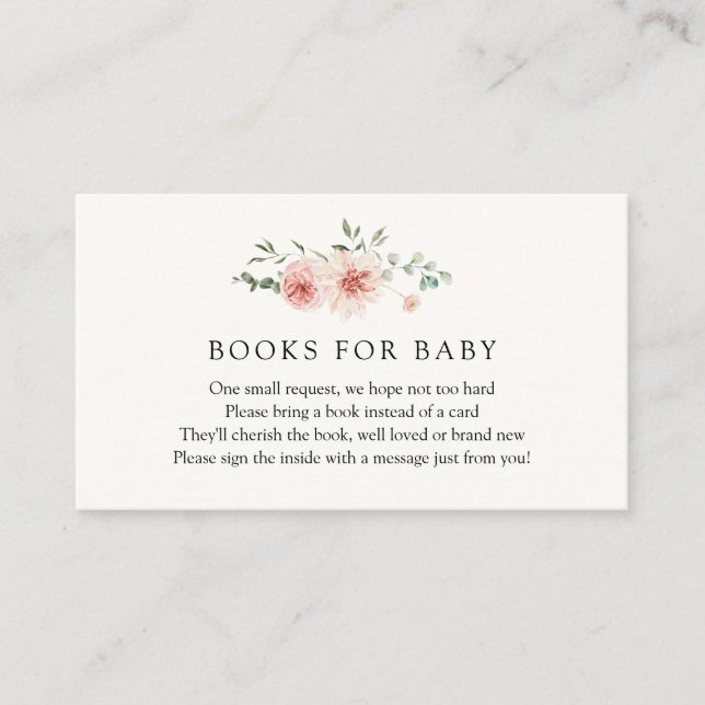Blush Pinks Florals and Greenery Book Request Enclosure Card (Front)