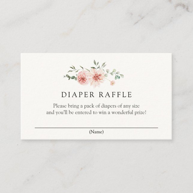 Blush Pinks Florals and Greenery Diaper Raffle Enclosure Card (Front)