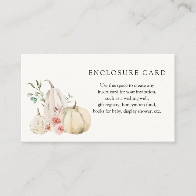 Blush Pinks Florals and Pumpkin Custom Enclosure Card (Front)