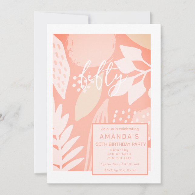 Blush Pinks Nature 50th Birthday Invite (Front)