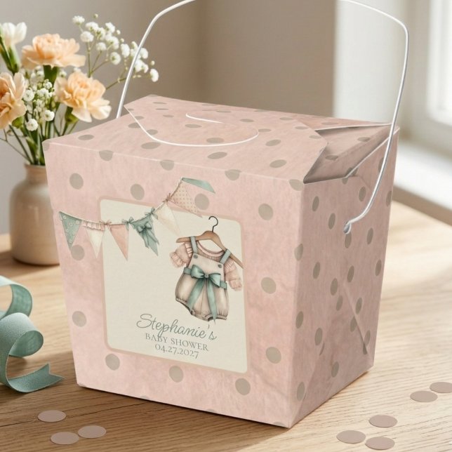 Blush Polka Dot Baby  Favor Box (Boho baby shower guest favor box)