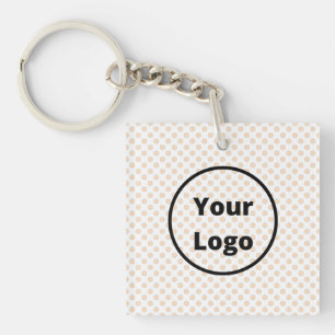 Blush polka dots on white pattern keychain