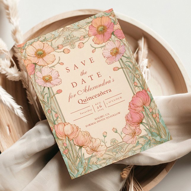 Blush Poppy Quinceañera Save The Date (Creator Uploaded)