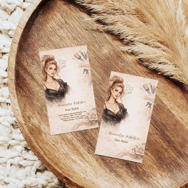 Blush Portrait Hair Studio Branding Business Card (Creator Uploaded)