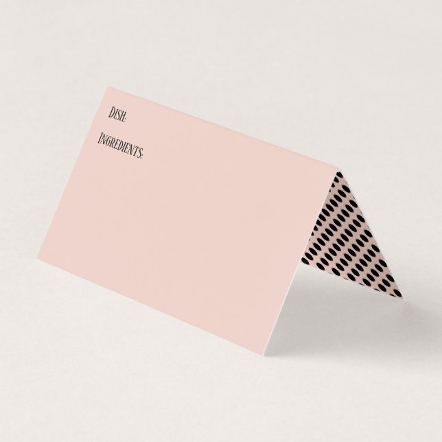 Blush Potluck Dish Recipe Tent Cards, Polka Dots Business Card (Front)