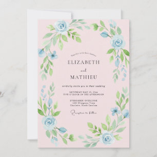Blush Powder Blossom Wedding Invitation