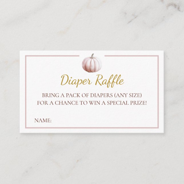 Blush Pumpkin Fall Baby Shower Diaper Raffle Card (Front)