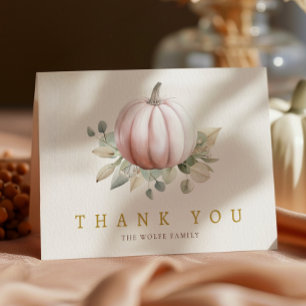 Blush Pumpkin Fall Baby Shower Thank You Card