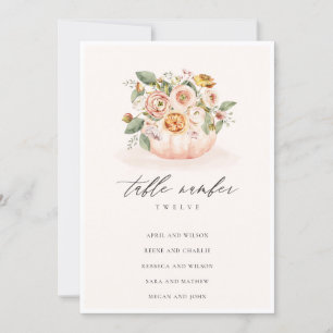Blush Pumpkin Floral Seating Chart Table Card