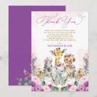 Blush Purple Floral Jungle Safari Girl Baby Shower