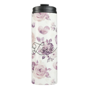 Blush Purple Hearts Flowers Love Thermal Tumbler