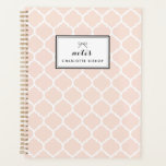 Blush Quatrefoil Pattern Personalized Planner<br><div class="desc">Blush Quatrefoil Pattern Personalized Planner. Customizable modern planner featuring a blush and white quatrefoil pattern. This modern and chic notebook will be perfect as a personalized gift.</div>