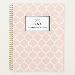 Blush Quatrefoil Pattern Personalized Planner