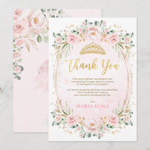 Blush Quinceañera 15e anniversaire Carte de remerc