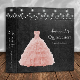 Blush Quinceanera Dress String Light Photo Album Binder