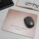 Blush Rain Personalized Mouse Pad<br><div class="desc">Chic personalized mousepad displays your name,  business name or choice of custom text in classic black lettering on a blush pink ombre background adorned with strands of faux rose gold foil string lights.</div>