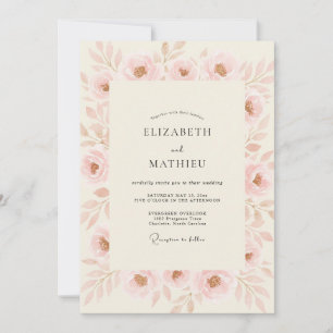Blush Ranunculus Petal Wedding Invitation