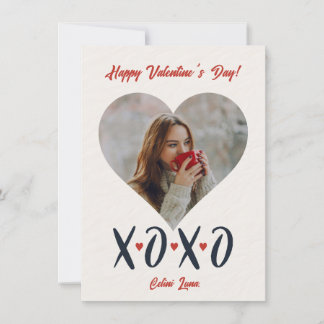 Blush Red Brushstroke XOXO Valentine's Day Photo  Holiday Card