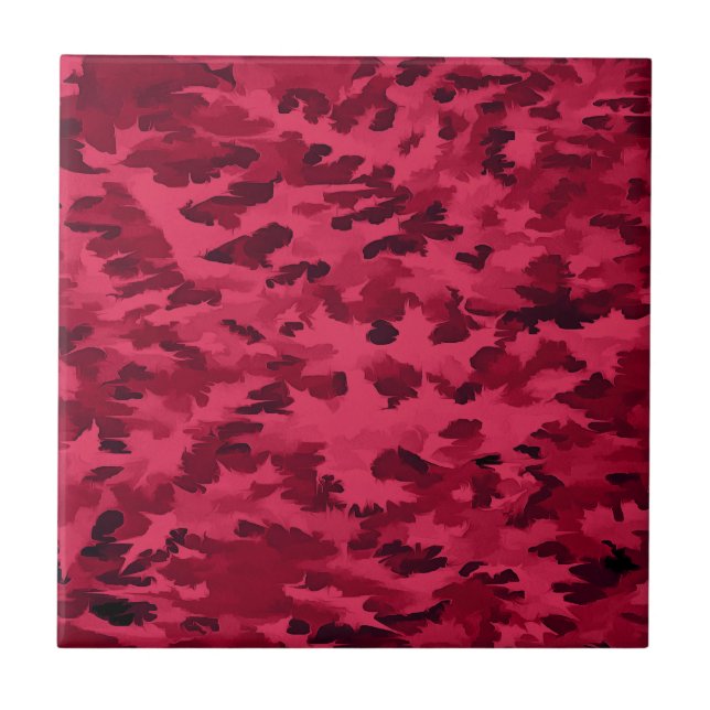 Blush Red Camouflage Pattern Tile (Front)