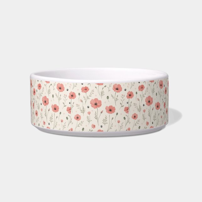 BLUSH RED POPPY FLORAL PATTERN  BOWL (Front)
