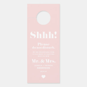 Blush Retro Bold Typography Do Not Disturb Wedding Door Hanger