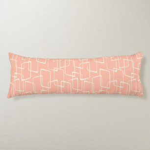 Blush Retro Lino Print Geometric Pattern Body Pillow