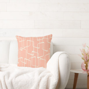 Blush Retro Lino Print Geometric Pattern Throw Pillow