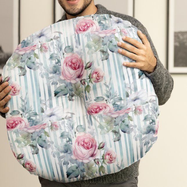 Blush Retro Spring Floral Background Round Pillow (Creator Uploaded)