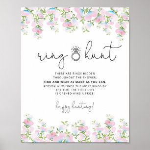 Blush Ring Hunt Game Bridal Shower Floral Sign