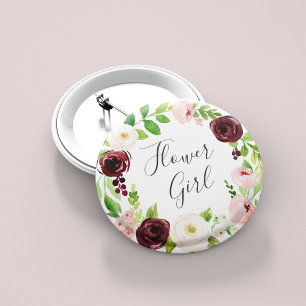 Blush Romance Flower Girl 2 Inch Round Button
