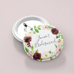 Blush Romance Junior Bridesmaid 2 Inch Round Button<br><div class="desc">Identify the key players at your bridal shower with our elegant,  sweetly chic floral buttons. Button features a blush pink and burgundy marsala watercolor floral wreath with "junior bridesmaid" inscribed inside in hand lettered script.</div>