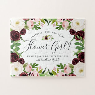 Blush Romance   Personalized Be My Flower Girl Jigsaw Puzzle