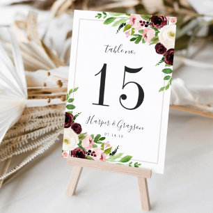 Blush Romance   Personalized Table Number Card