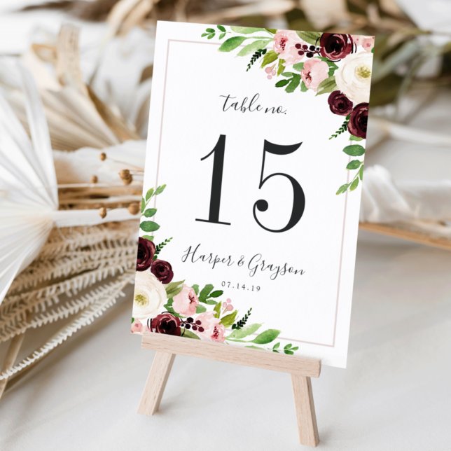 Blush Romance | Personalized Table Number Card (Creator Uploaded)