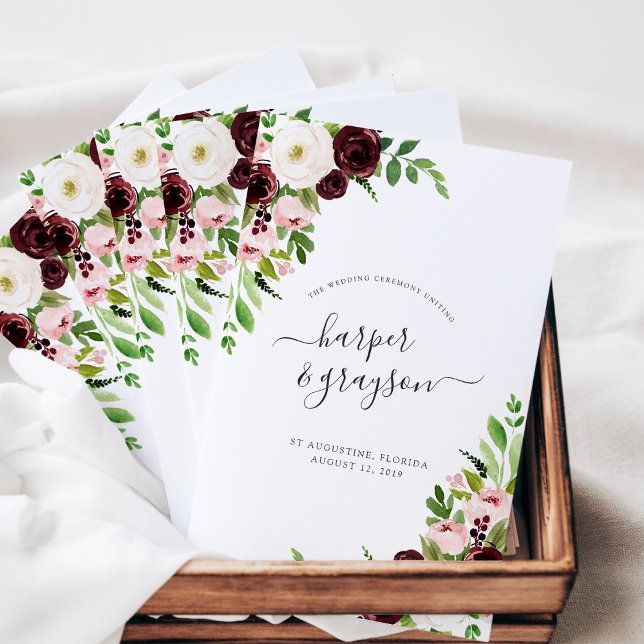 Blush Romance Programme de mariage plié (Créateur téléchargé)