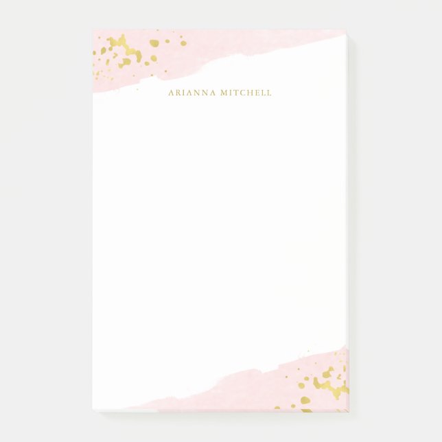 Blush Romance | Watercolor and Gold Post-it Notes (Front)
