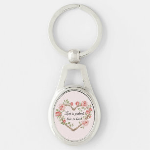 Blush Romantic Rose Floral Heart Love Keychain