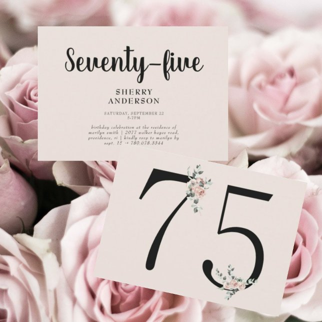 Blush Rose 75th Birthday Party Invitation (Créateur téléchargé)
