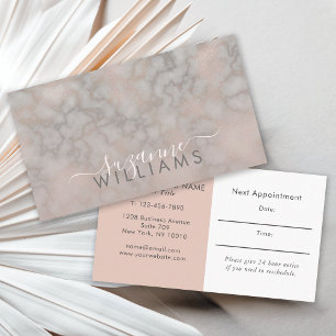 Blush Rose and Grey Marbled Elegance Appointment Business Card