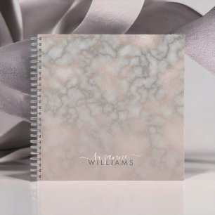 Blush Rose and Grey Marbled Elegance Notebook
