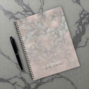 Blush Rose and Grey Marbled Elegance Sketchbook Notebook