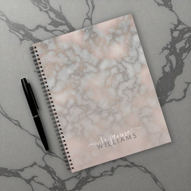 Blush Rose and Grey Marbled Elegance Sketchbook Notebook (Creator Uploaded)